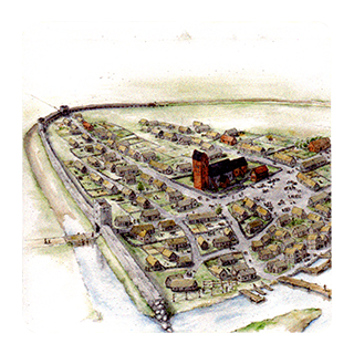 Medeltida Åhus - Stadsbild över medeltida Åhus under 1300-, 1400- och 1500-talen.